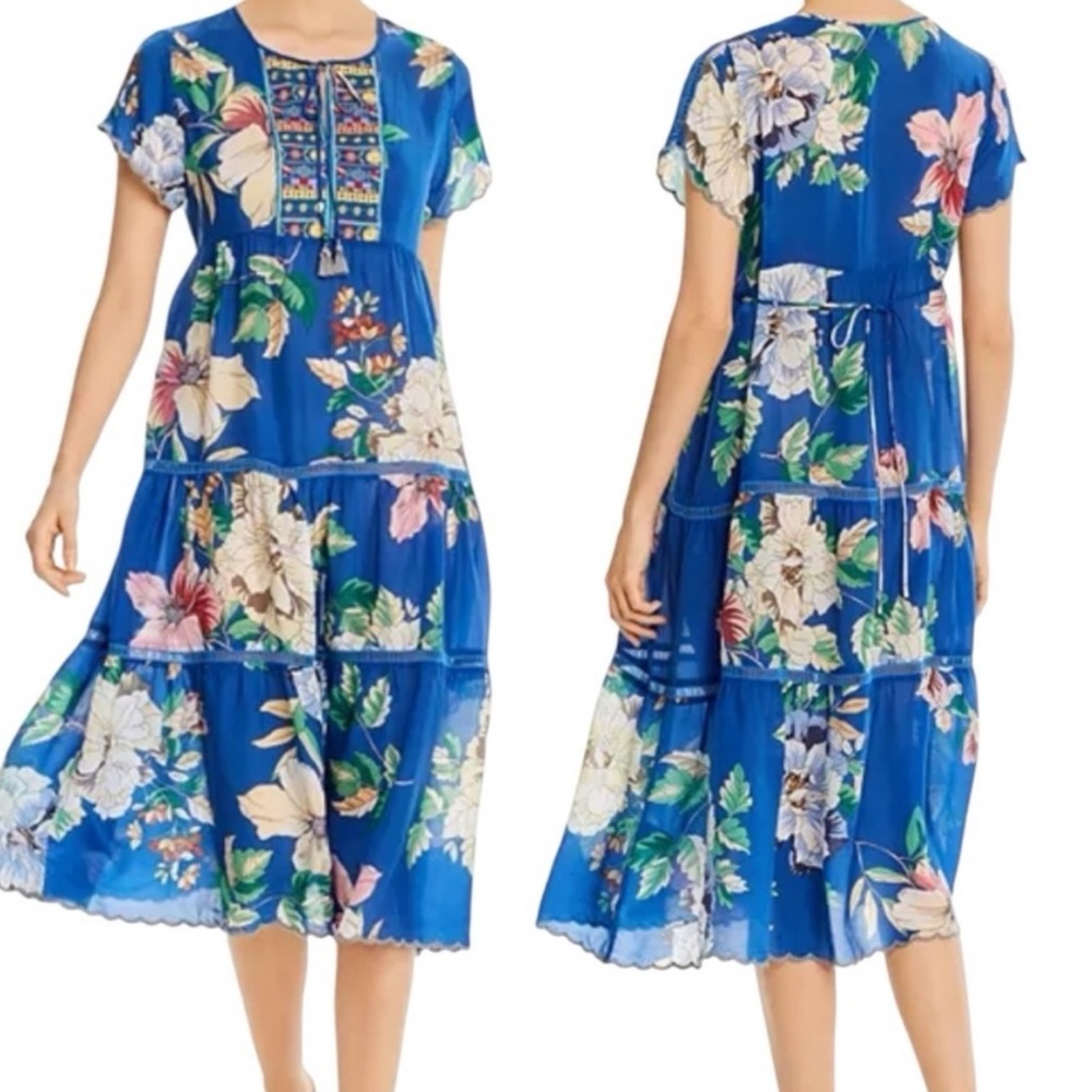 Johnny Was Holly Floral-Print Midi Dress NWT